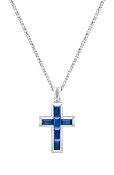Men's Stone Cross Pendant Necklace