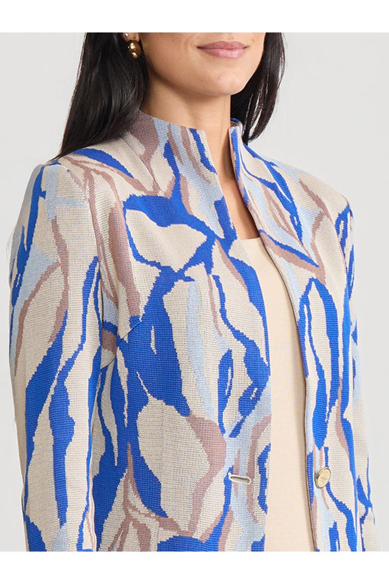 Tailored Multi-Color Abstract Knit Jacket, Alternate, color, Biscotti/Aegean Blue