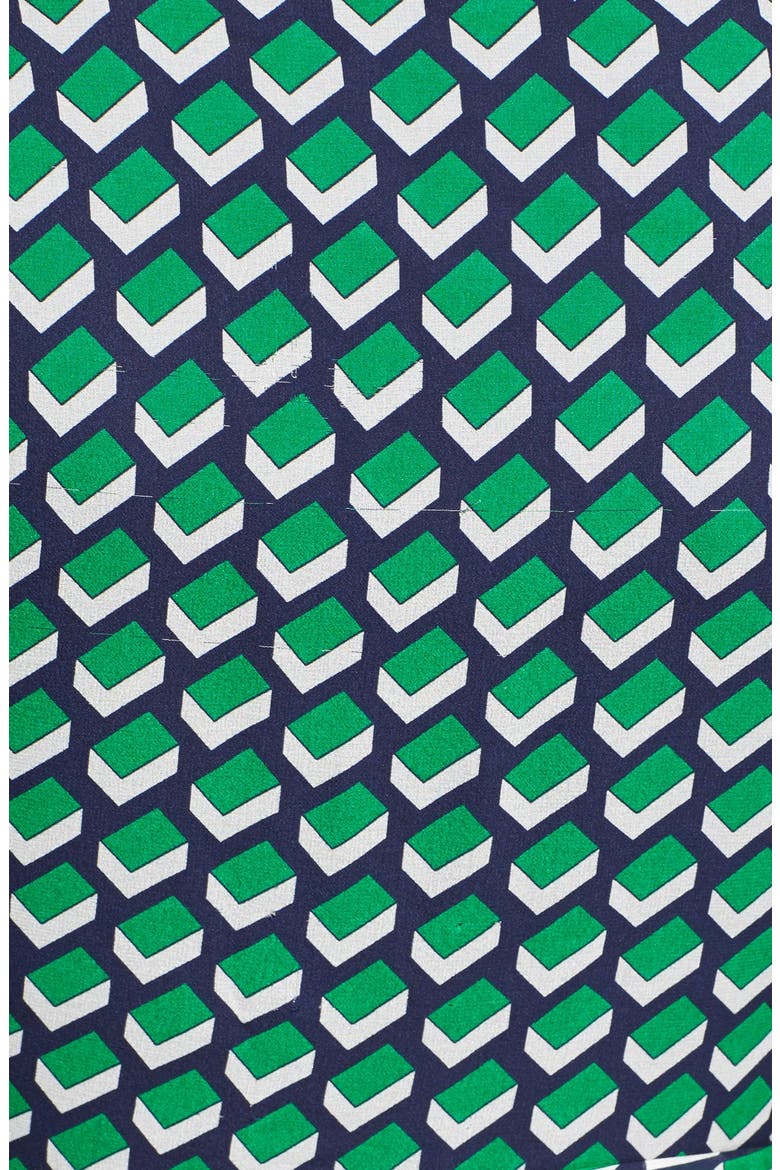 'Ashlynn' Cube Print Silk Dress, Alternate, color, BRICKS GREEN