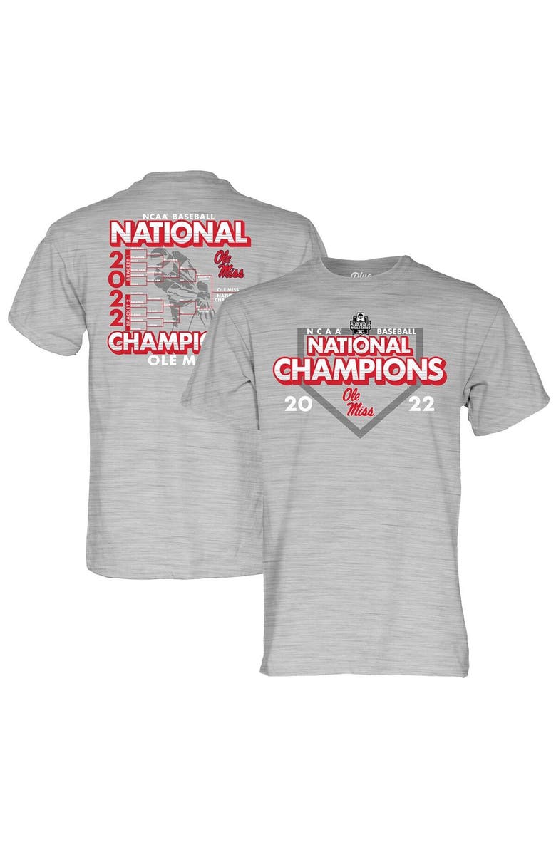 BLUE 84 Men's Blue 84 Heathered Gray Ole Miss Rebels 2022 NCAA Men's Baseball College World Series Champions Schedule T-Shirt, Main, color, 
