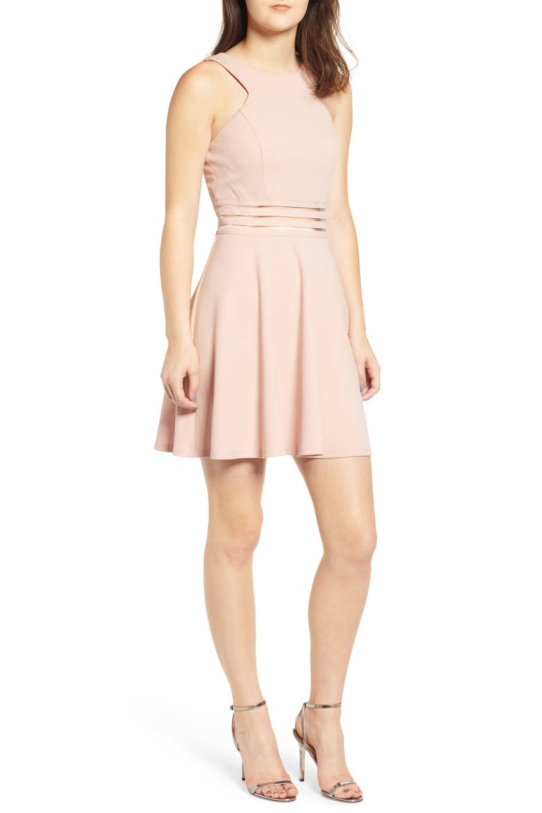Scuba Skater Dress, Main, color, DUSTY ROSE