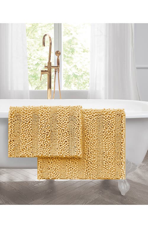 Laura Ashley Chenille Set Of 2 Bath Rugs In Yellow