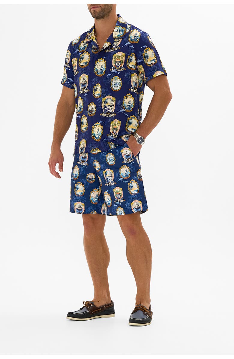 Hotel Franks By Camilla Mid Length Trail Short With Fixed Waist Song Of Saint Anthony, Alternate, color, Song Of Saint Anthony