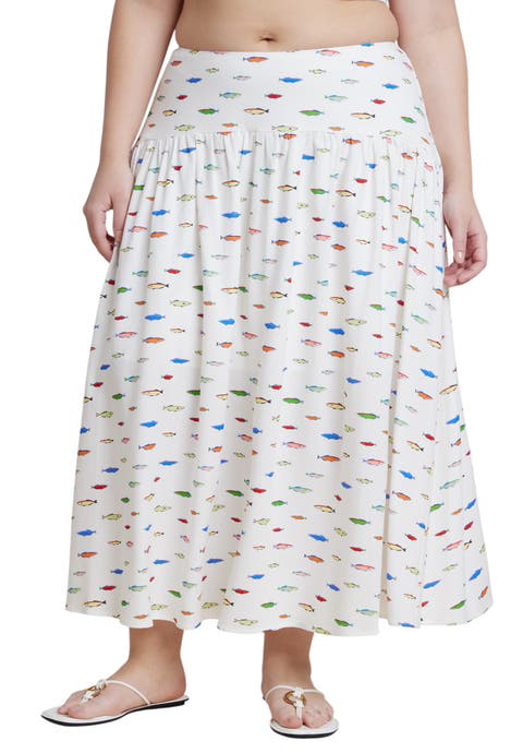Drop Waist Striped Linen Skirt