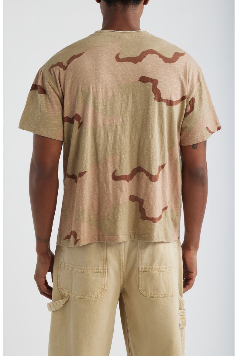 Slub Print Cotton Crewneck T-Shirt, Alternate, color, SAND CAMO