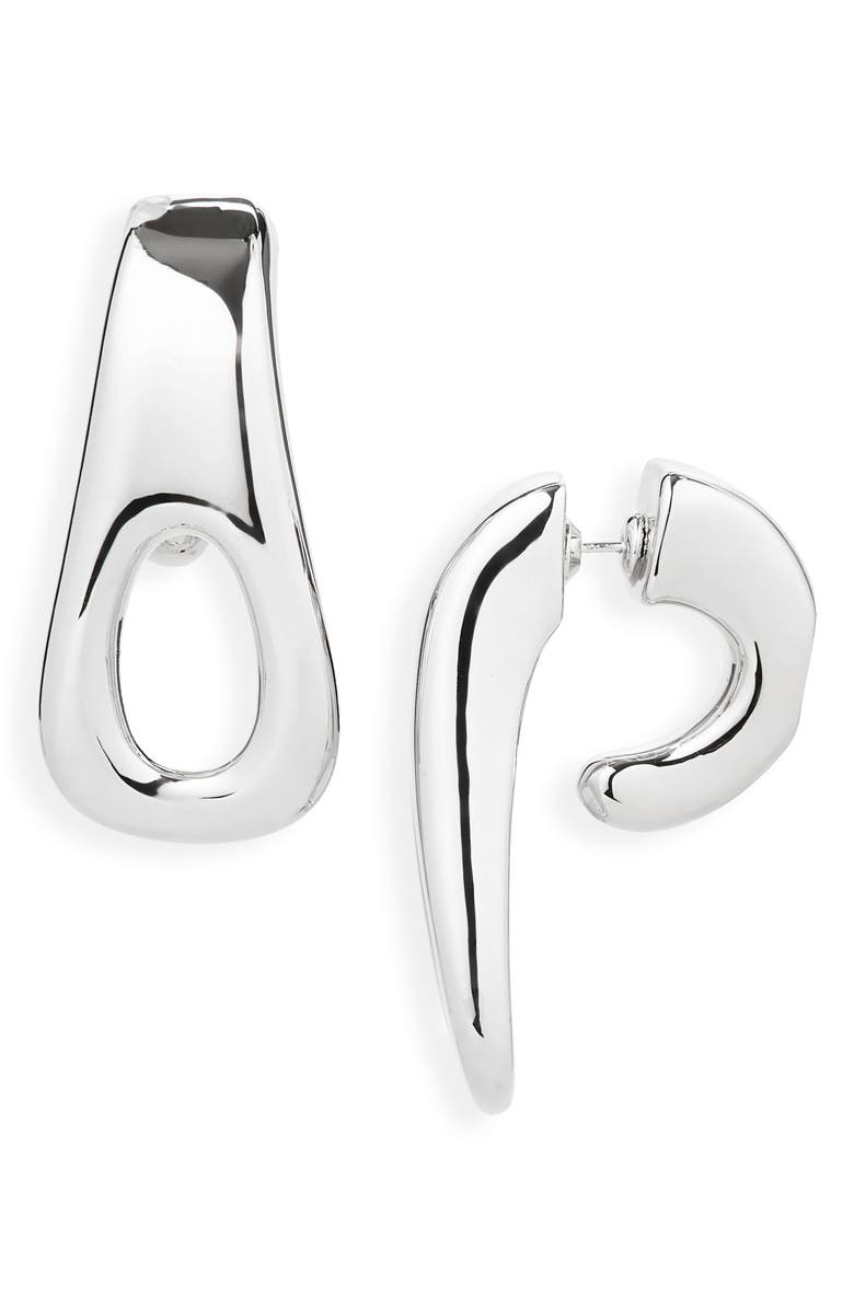 Rabanne Zip Pull Single Earring, Main, color, Silver