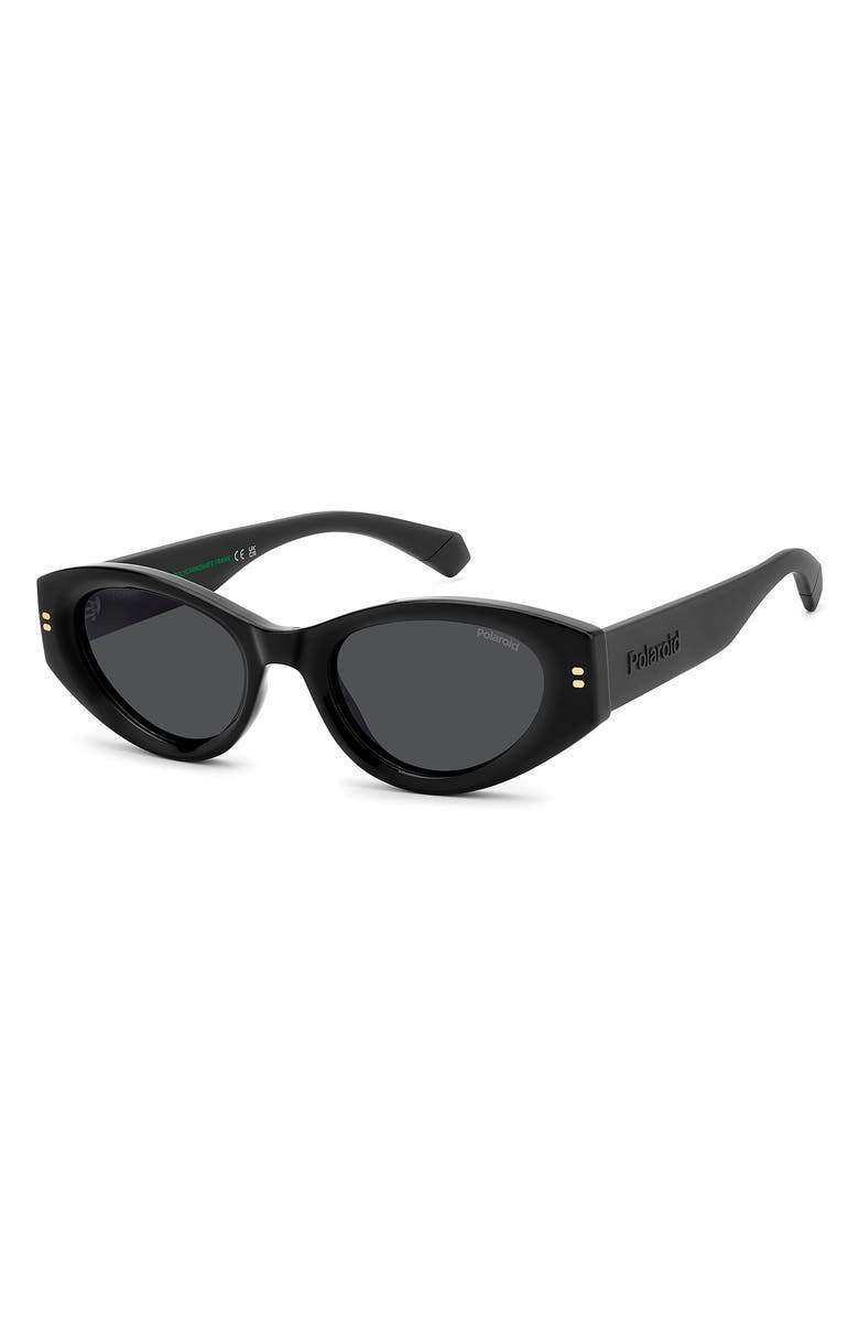 Polaroid 51mm Polarized Cat Eye Sunglasses, Alternate, color, Black/ Grey Pz