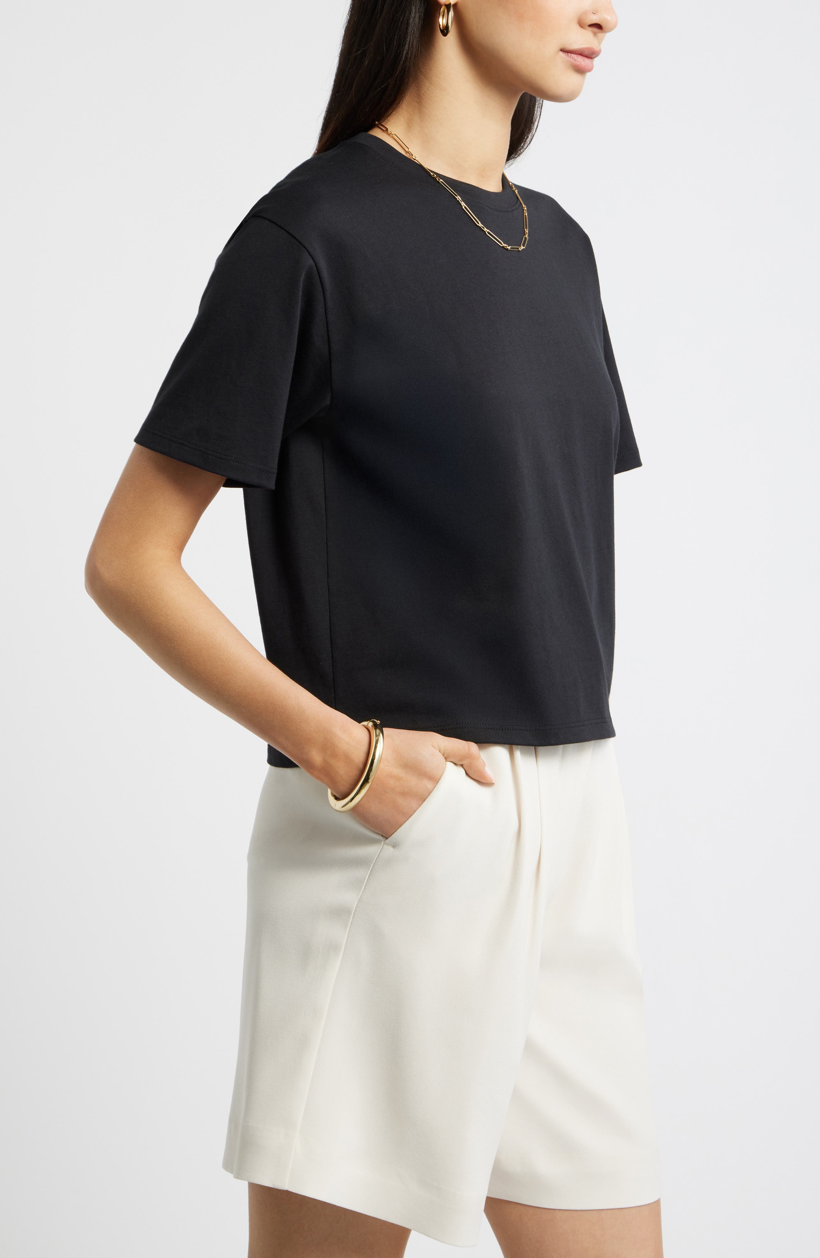 Женские Nordstrom Relaxed Fit Pima Cotton Crewneck T-Shirt — фото 4