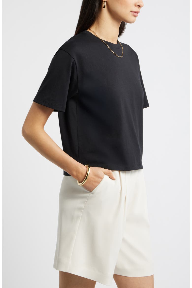 Relaxed Fit Pima Cotton Crewneck T-Shirt, Alternate, color, BLACK