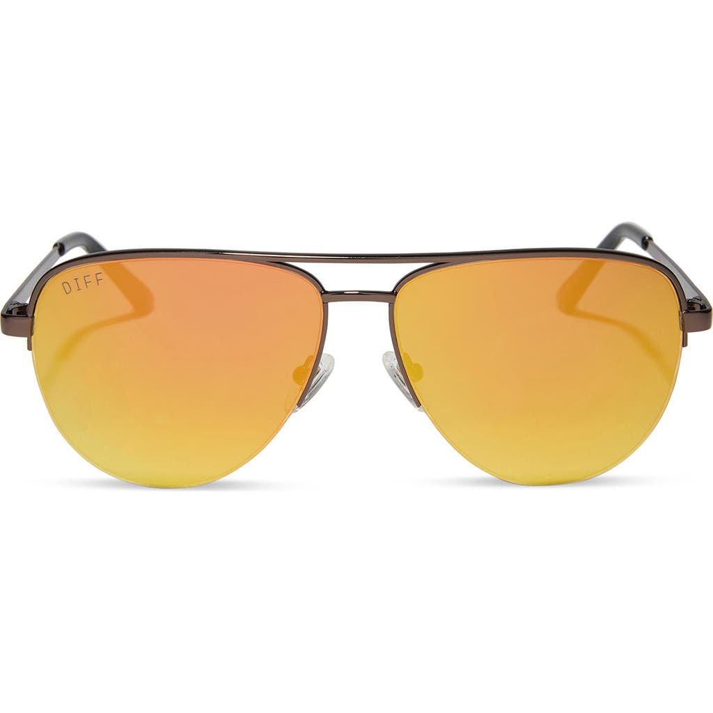 Diff 59mm August Aviator Sunglasses In Copper/gold Mirror