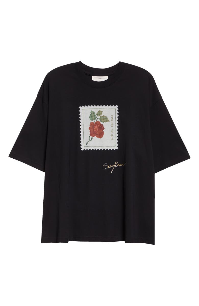 SONG FOR THE MUTE Rose Stamp Gym T-Shirt, Alternate, color, Black