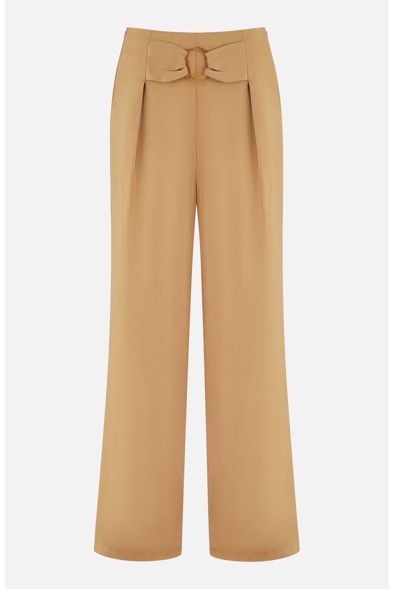 Buckle Detail Wide Leg Pants, Alternate, color, Brown
