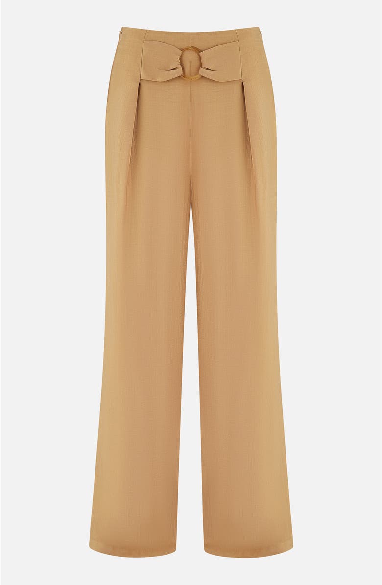 Yumi Buckle Detail Wide Leg Pants, Alternate, color, Brown