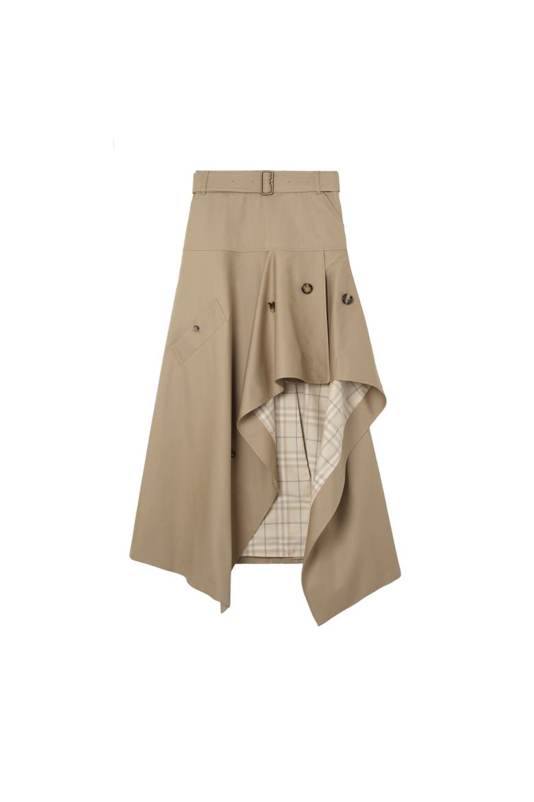 Gabardine Asymmetric Trench Skirt, Alternate, color, Saltmarsh beige