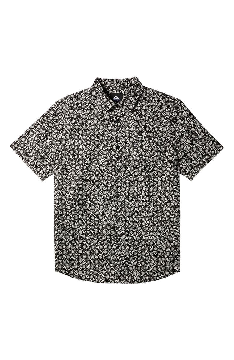 Quiksilver Apero Frond Print Short Sleeve Organic Cotton Button-Up Shirt, Main, color,