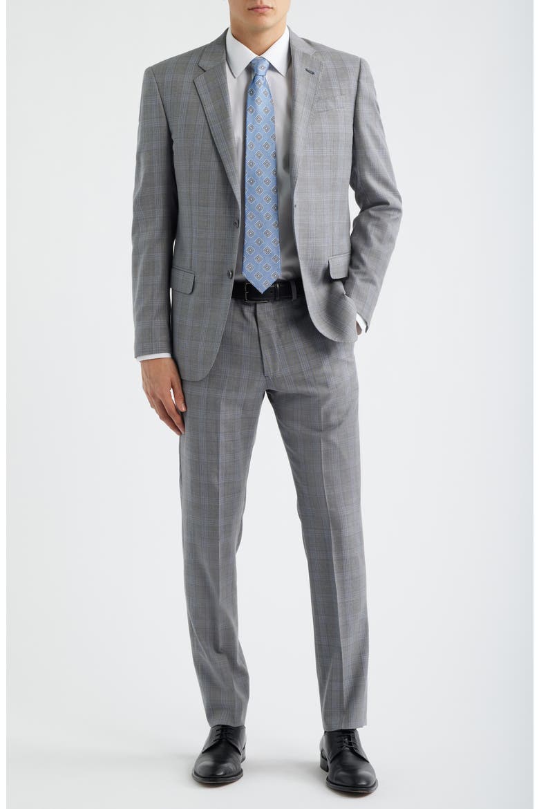 Light Grey Plaid Virgin Wool Suit, Alternate, color, SOLID LIGHT/ PASTEL GREY