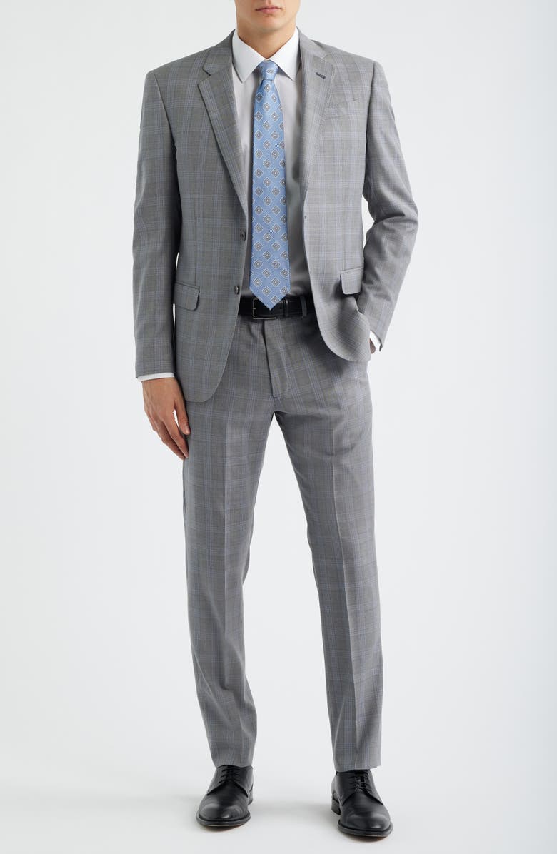 Emporio Armani Light Grey Plaid Virgin Wool Suit, Alternate, color, Solid Light/ Pastel Grey