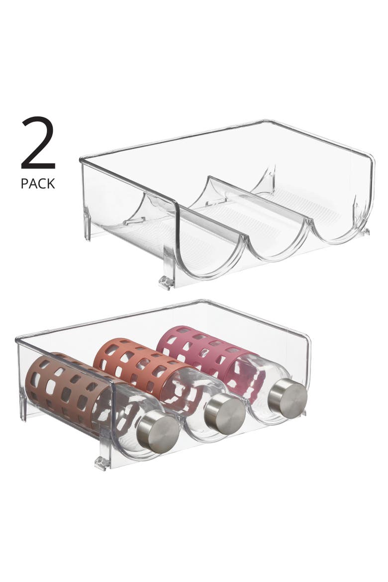 Plastic Free-Standing Stackable 3 Bottle Storage Rack, 2 Pack, Alternate, color, Clear