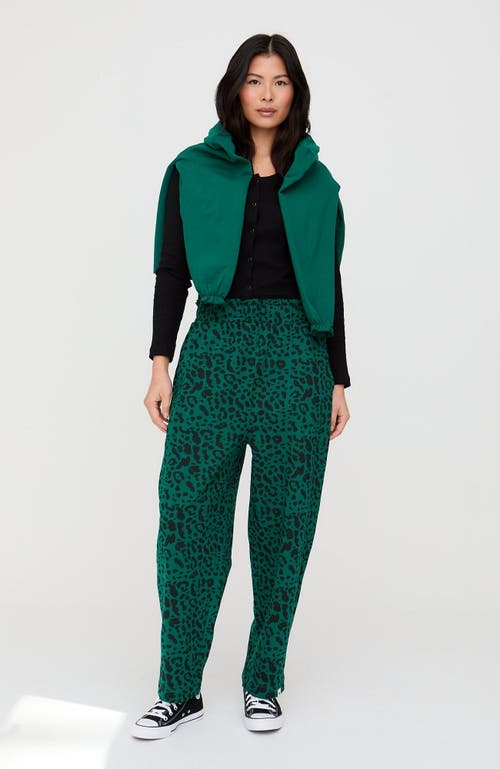 Turtledove London Organic Cotton Kate Barrel Leg Trousers In Green