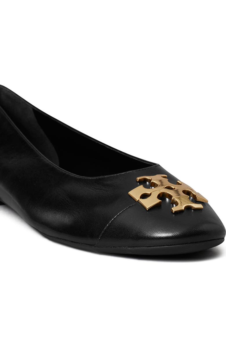 Tory Burch Charlie Cap Toe Ballet Flat, Alternate, color, Perfect Black / Gold