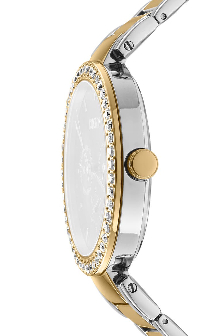 Two Tone Crystal Embellished Bracelet Watch, 40mm, Alternate, color, TWO TONE SILVER AND GOLD