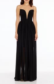 Dress the Population Eleanor Illusion Neck Gown