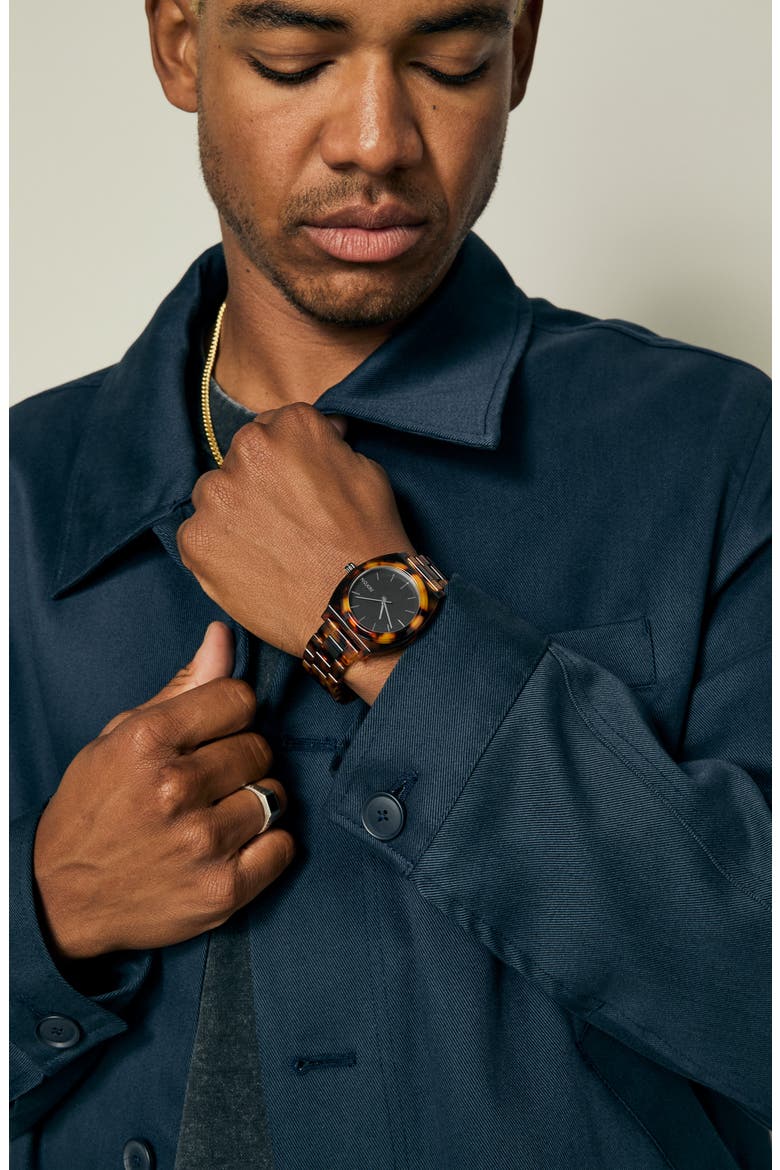 The Time Teller Acetate Bracelet Watch, 40mm, Alternate, color, TORTOISE