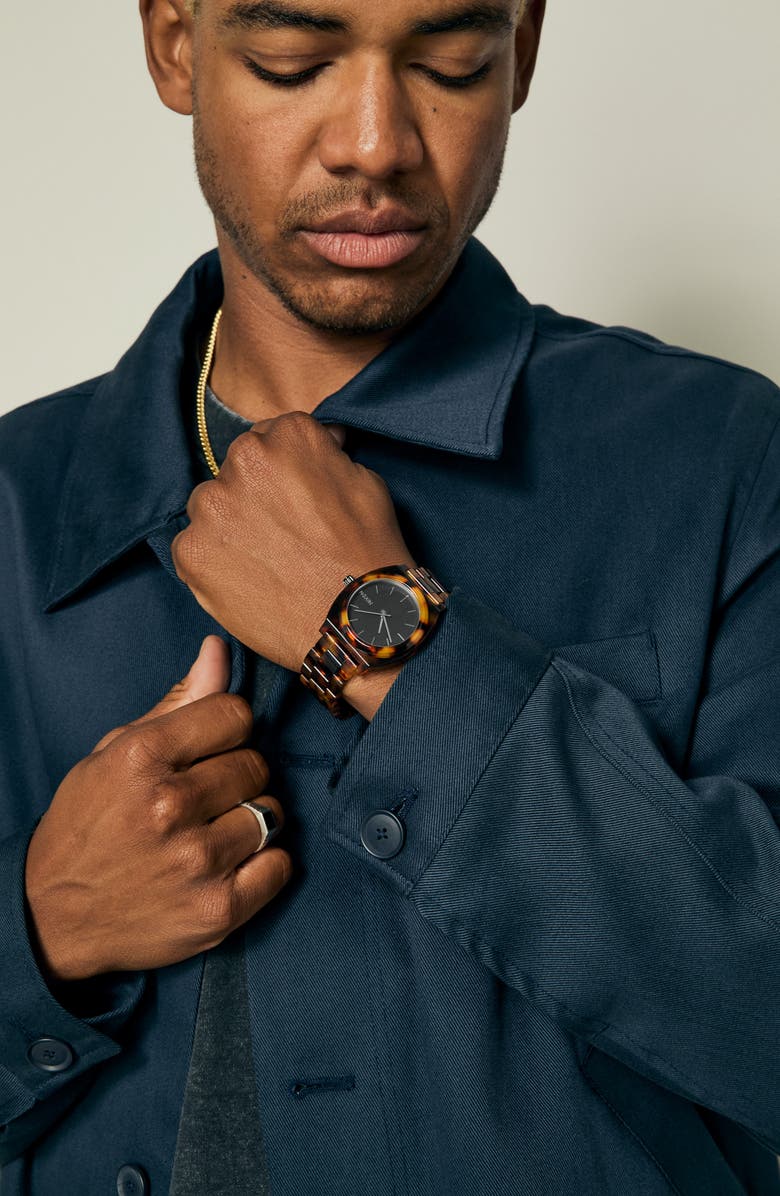 Nixon Time Teller Acetate Bracelet Watch, 40mm, Alternate, color, Tortoise