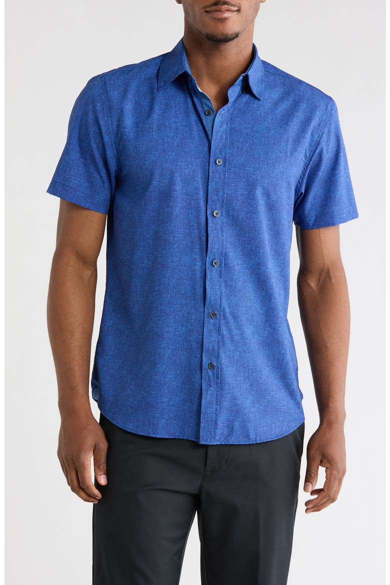 Short Sleeve Woven Shirt, Main, color, NAVY