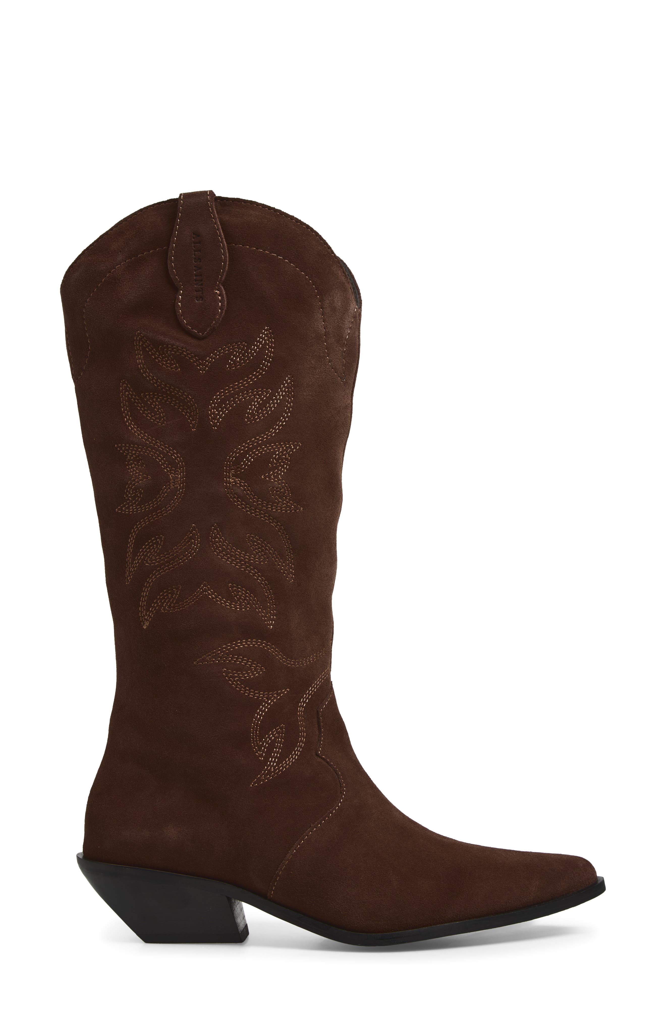 Freya Leather Western Boot, Alternate, color, DARK BROWN