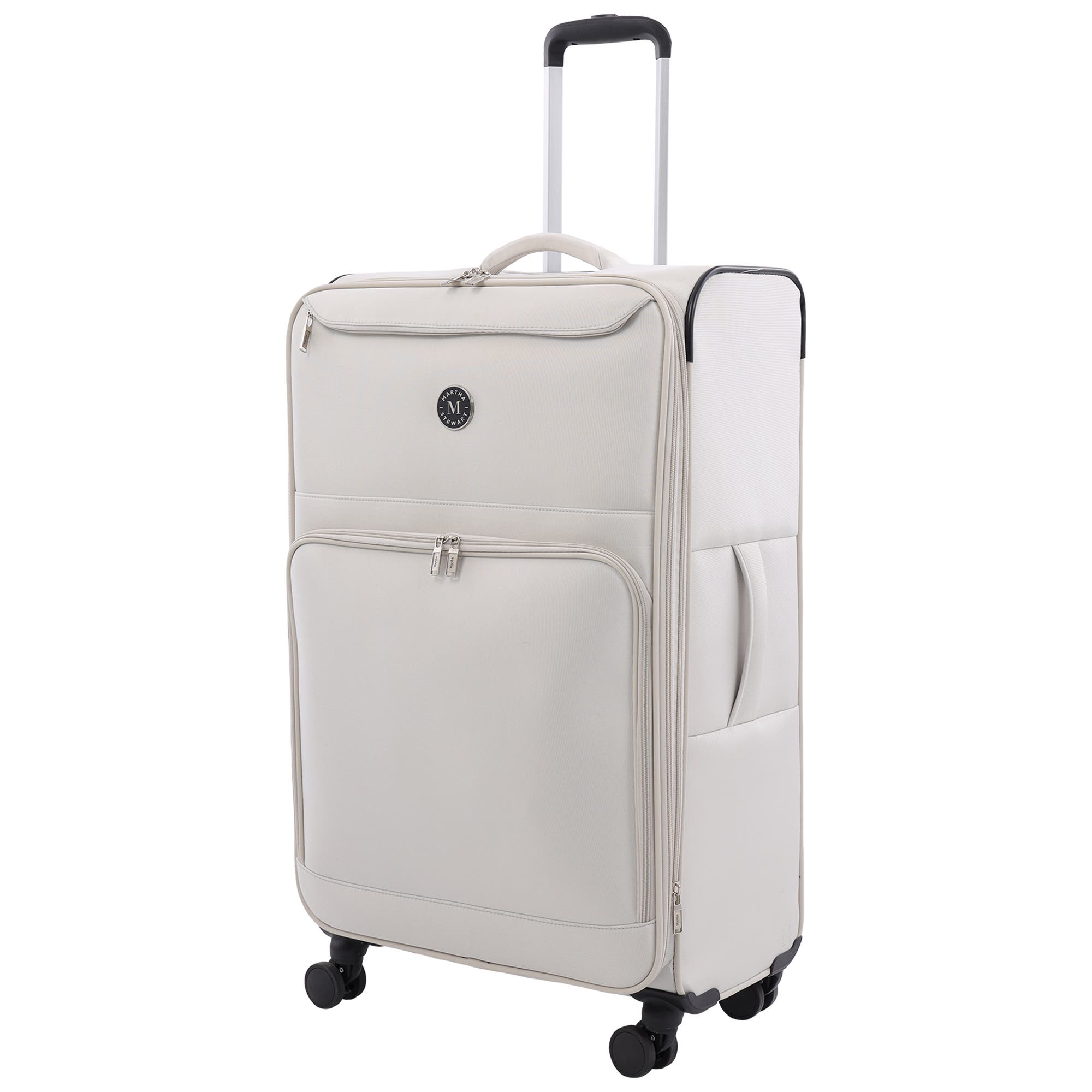 MARTHA STEWART 31" Softside Luggage - Extra Large Expandable Spinner Suitcase with 8 Wheels & Front Pockets, Main, color, Light Grey