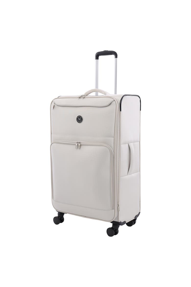 31" Softside Luggage - Extra Large Expandable Spinner Suitcase with 8 Wheels & Front Pockets, Main, color, LIGHT GREY