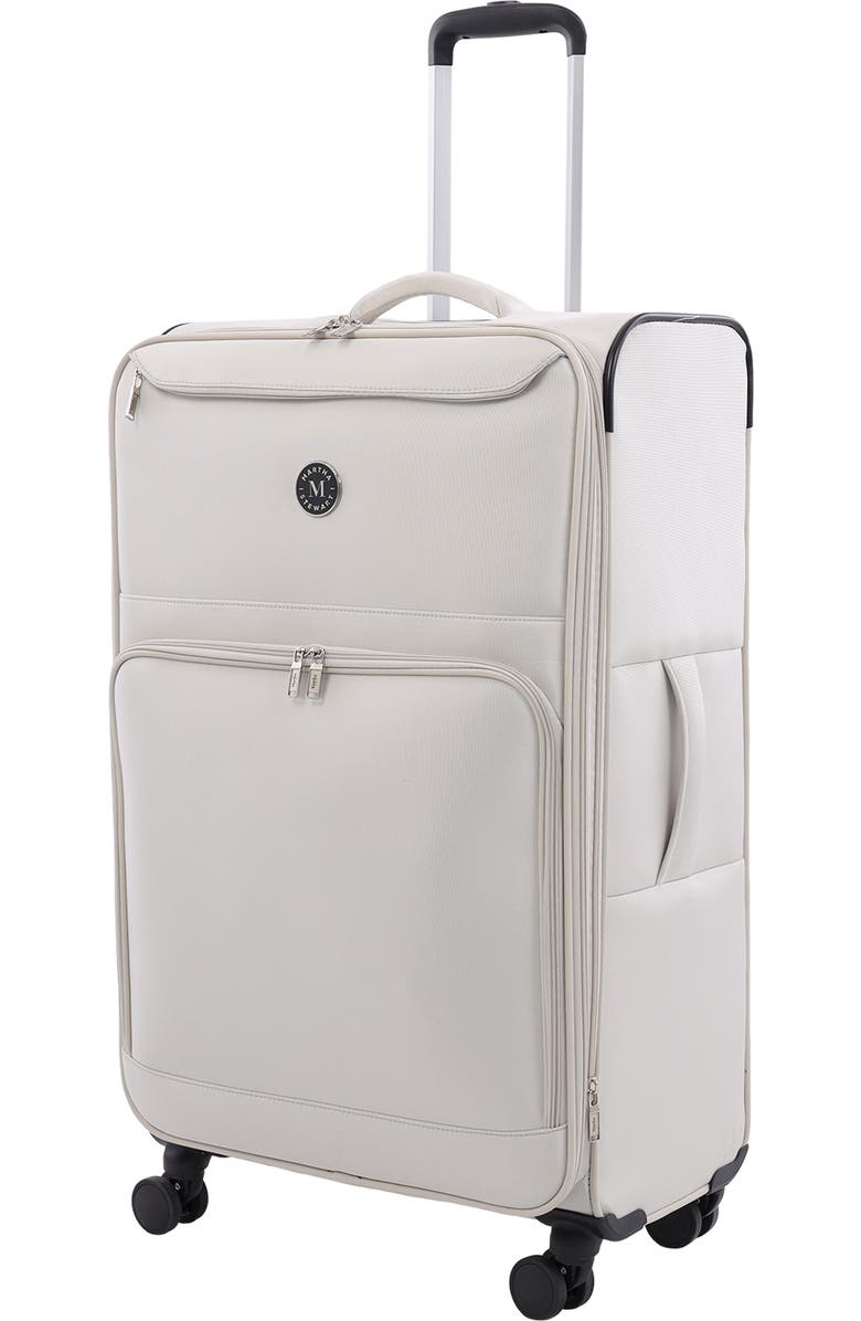 MARTHA STEWART 31" Softside Luggage - Extra Large Expandable Spinner Suitcase with 8 Wheels & Front Pockets, Main, color, Light Grey