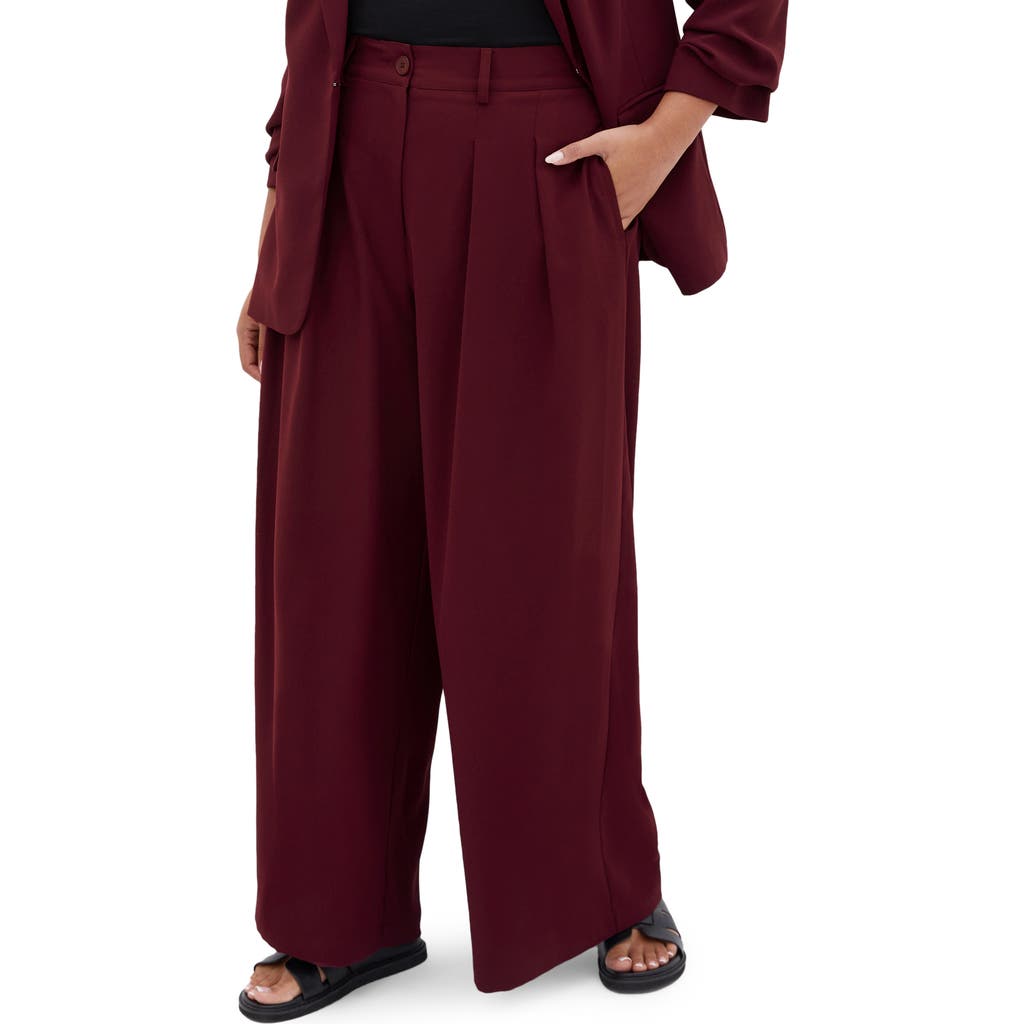 City Chic Abbie Wide Leg Pants in Dark Cherry  product