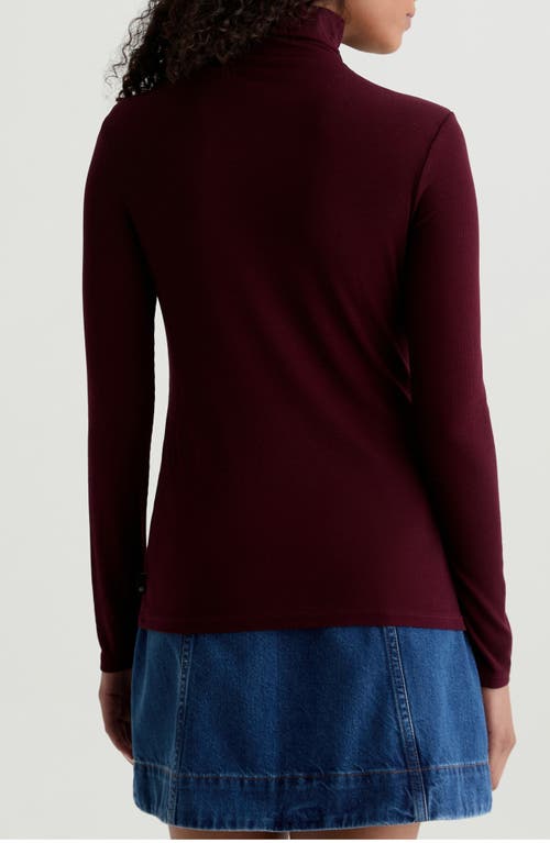 Ag The Chels Long Sleeve Ribbed Turtleneck In Burgundy