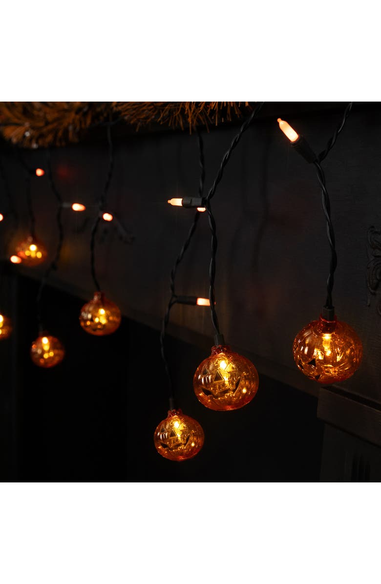 Northlight LED Lighted Pumpkin Halloween Curtain Icicle Lights - Orange - 5.25' Black Wire - 25ct, Alternate, color, 