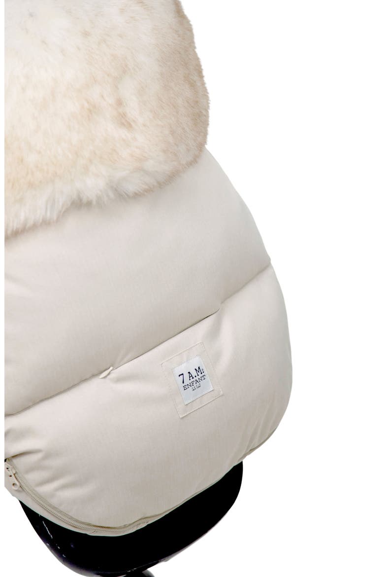 PlushPOD Tundra Water Repellent Faux Fur Lined Car Seat/Stroller Bunting, Alternate, color, BEIGE HEATHER WHITE FUR