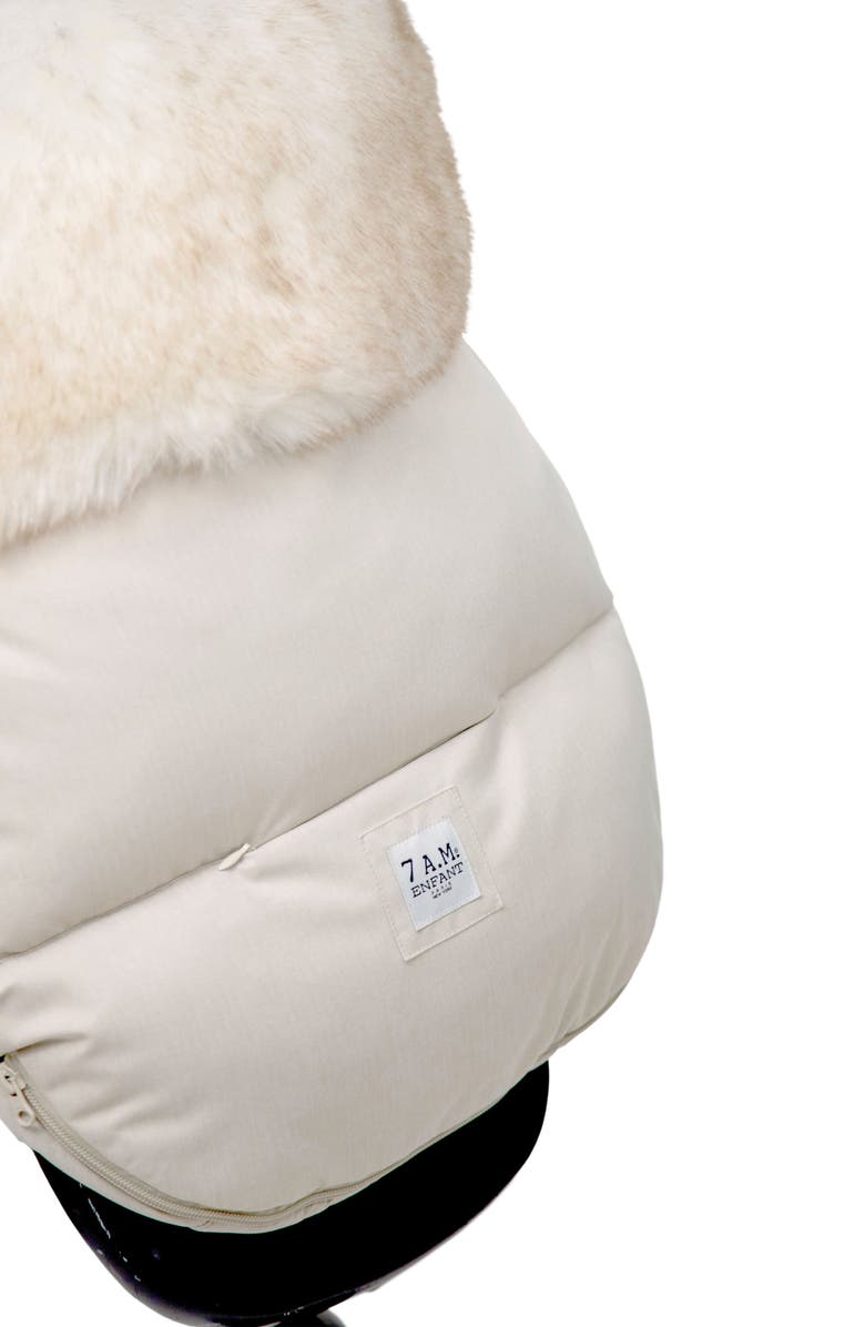 7 A.M. Enfant PlushPOD Tundra Water Repellent Faux Fur Lined Car Seat/Stroller Bunting, Alternate, color, Beige Heather White Fur