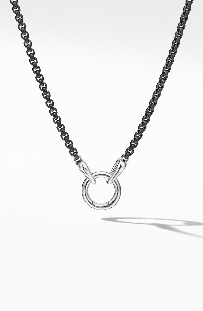 David Yurman Smooth Amulet Box Chain Necklace in Stainless Steel , 2.7mm, Main, color,