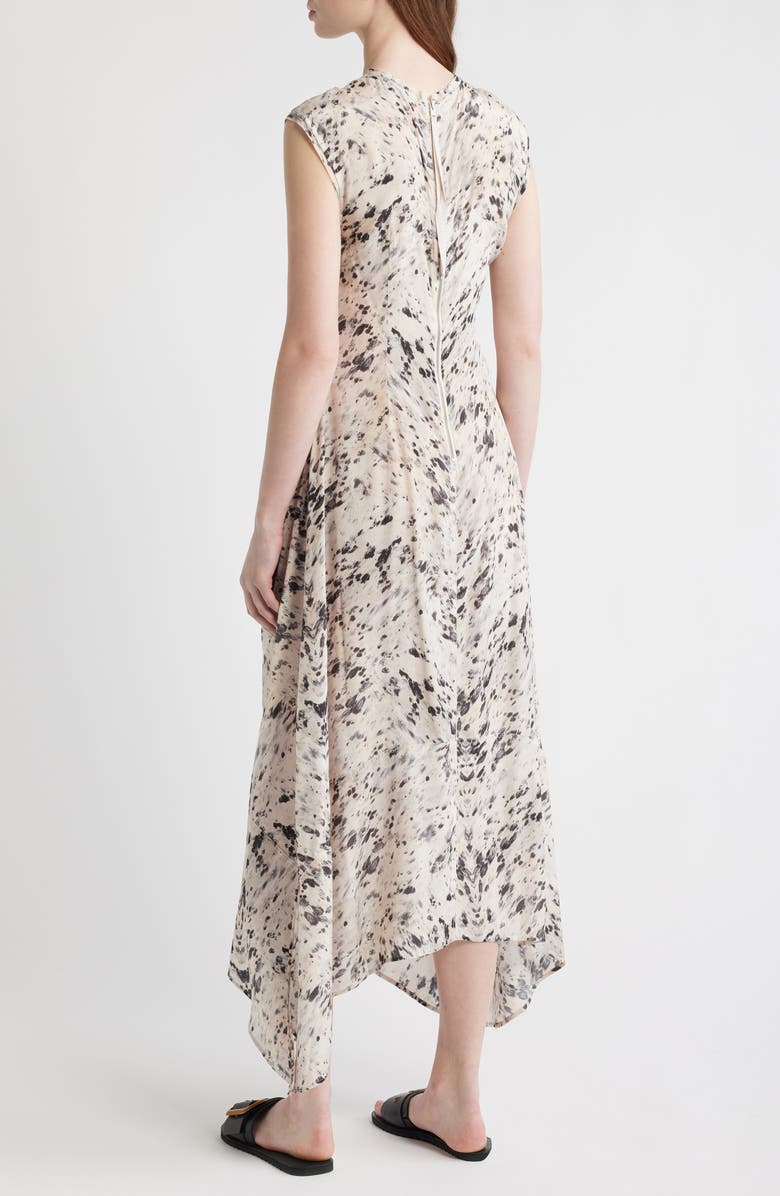 AllSaints Noor Abstract Print Ruched Dress, Alternate, color, Canter Ecru White
