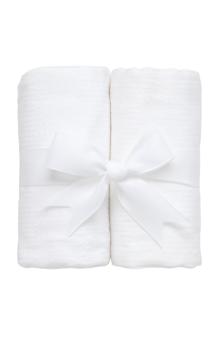 Seersucker Stripe Set of Two Burp Cloths, Main, color, White Seersucker Stripe