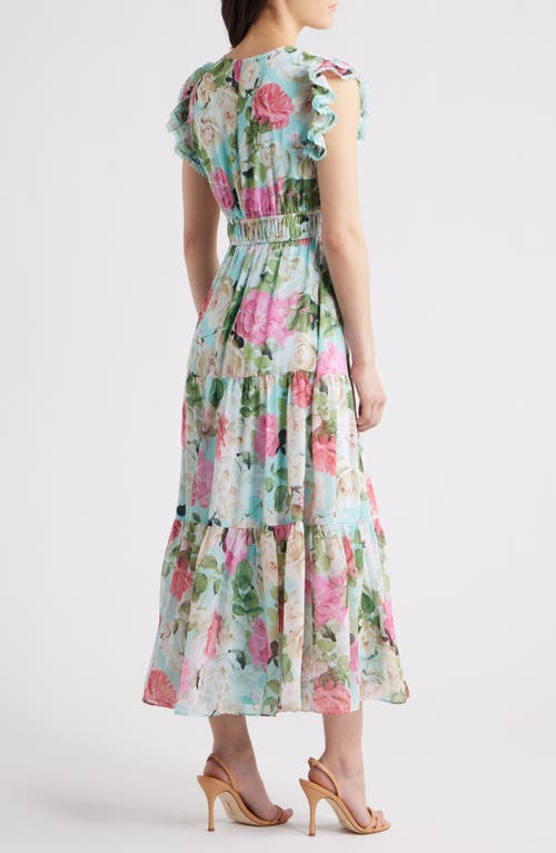 Anne Klein Floral Ruffle Drawstring Waist Dress
