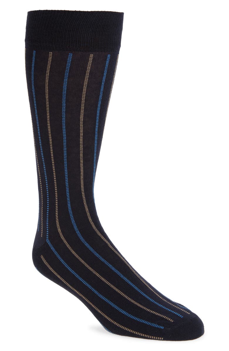 Nordstrom Vertical Stripe Cotton Blend Dress Socks, Main, color, Navy- Burgundy- Blue