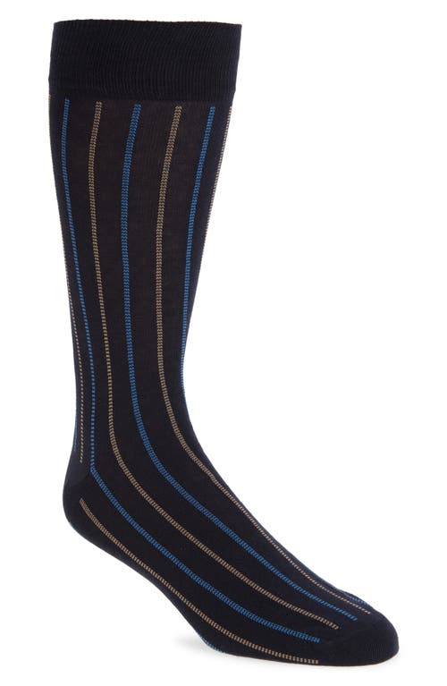 Nordstrom Vertical Stripe Cotton Blend Dress Socks In Black