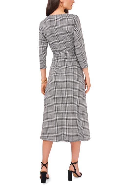 Chaus Houndstooth Plaid Jacquard Midi Dress In Gray
