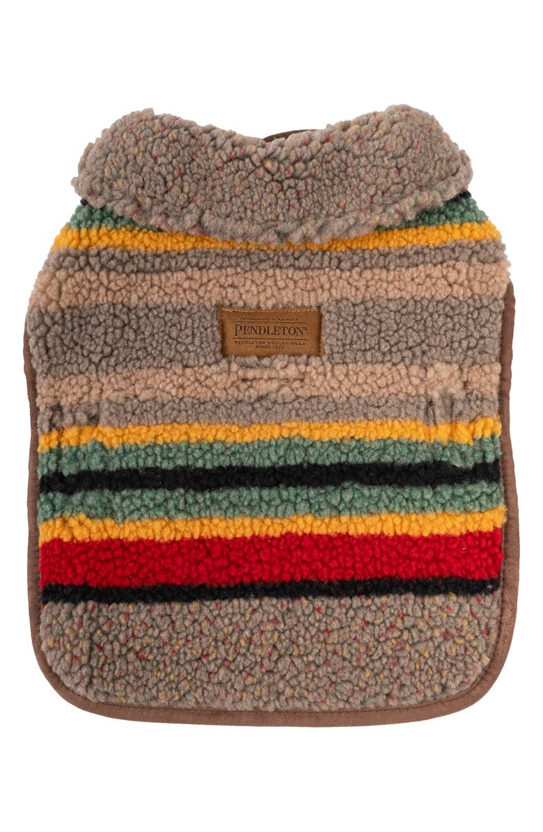 Pendleton Vintage Camp Fleece Dog Coat, Main, color, Mineral Umber