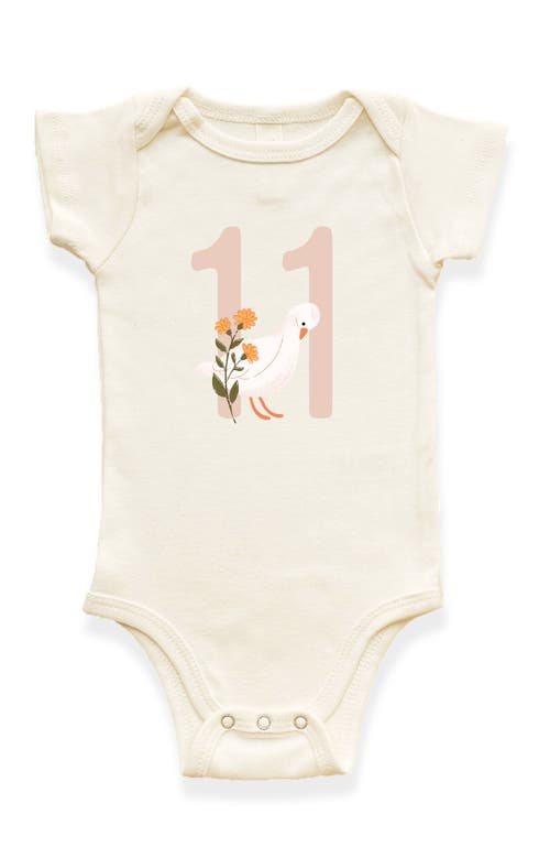 Tenth & Pine Kids'  Goose Monthly Milestones Short Sleeve Organic Baby Bodysuit