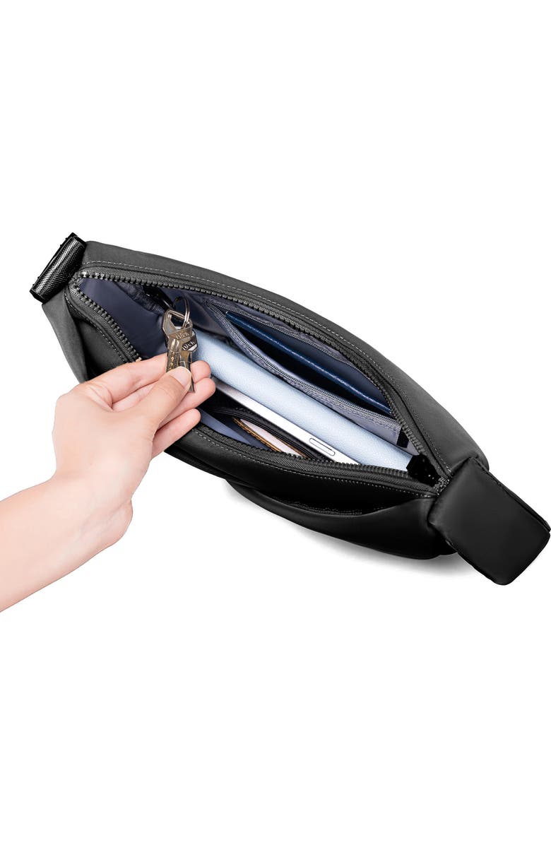 Lux and Nyx Origami Crescent Handbag Crossbody Bag For Women, Alternate, color, Black