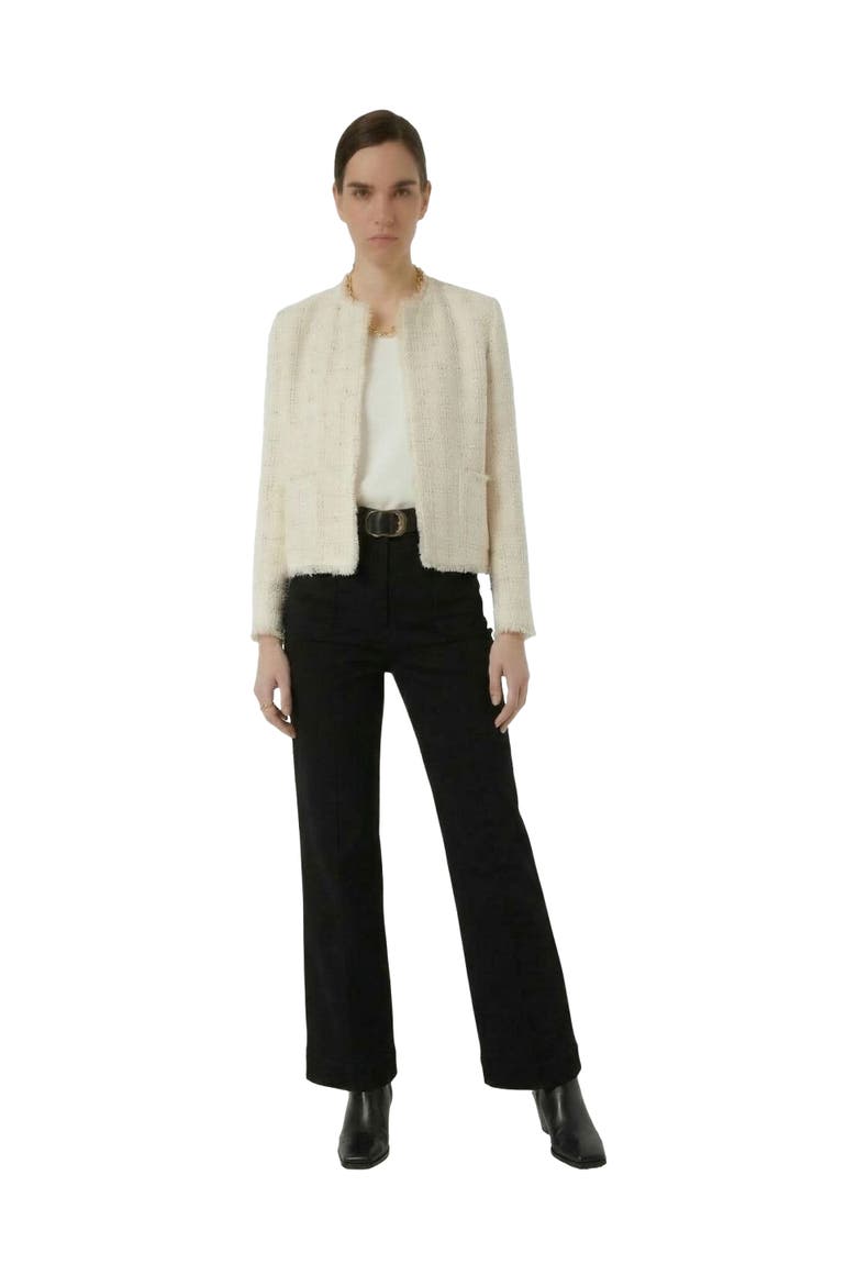 Taissa Tweed Cropped Jacket, Alternate, color, Ecru