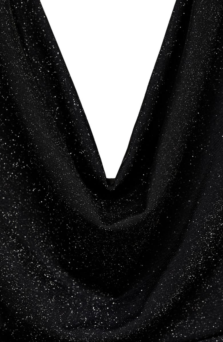 MANGO Metallic Halter Dress, Alternate, color, 